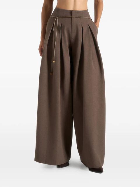 Manière De Voir Flora pleated belted trousers - Brown