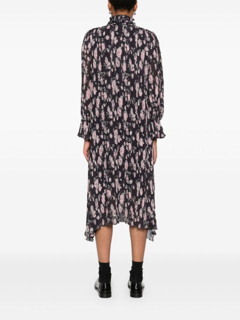 GANNI flora-printed georgette dress - Black