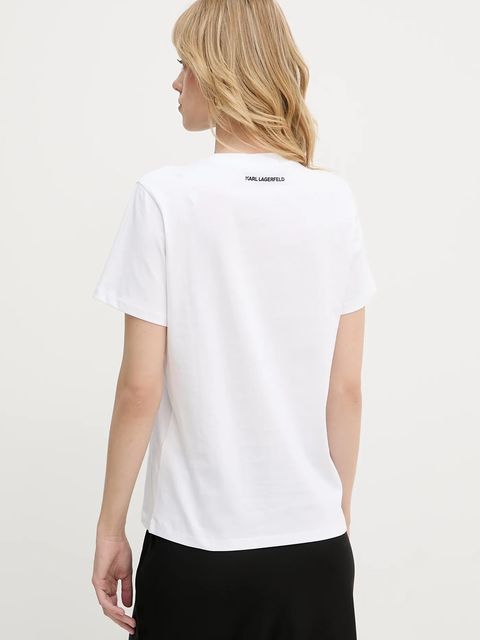 Karl Lagerfeld t-shirt bawełniany damski kolor biały A3W17018