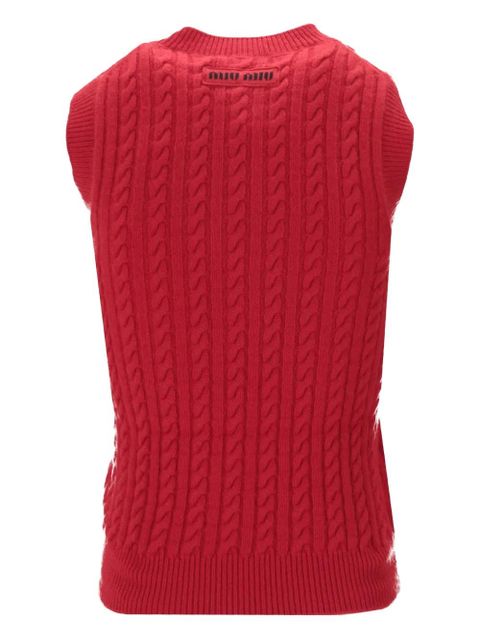 Miu Miu cable-knit vest - Red - zdjęcie produktu nr 2