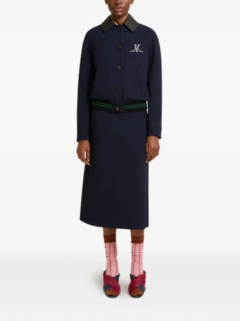 Marni embroidered-detail bomber jacket - Blue - zdjęcie produktu nr 2