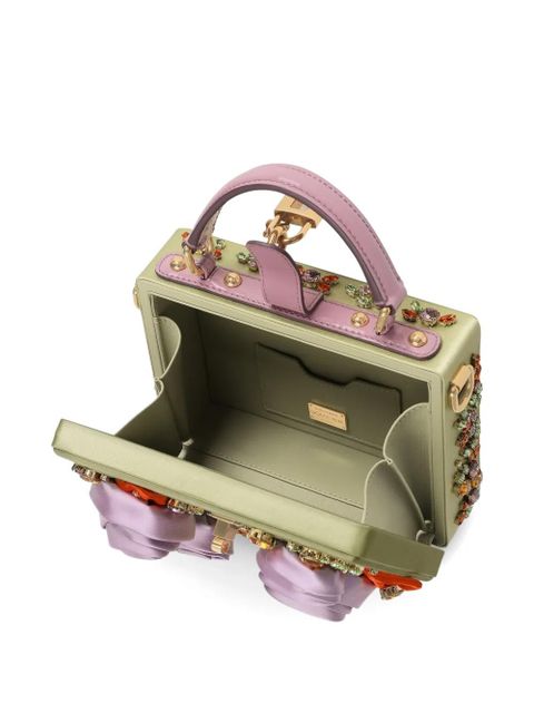 Dolce & Gabbana Dolce Box satin and patent leather handbag - Green
