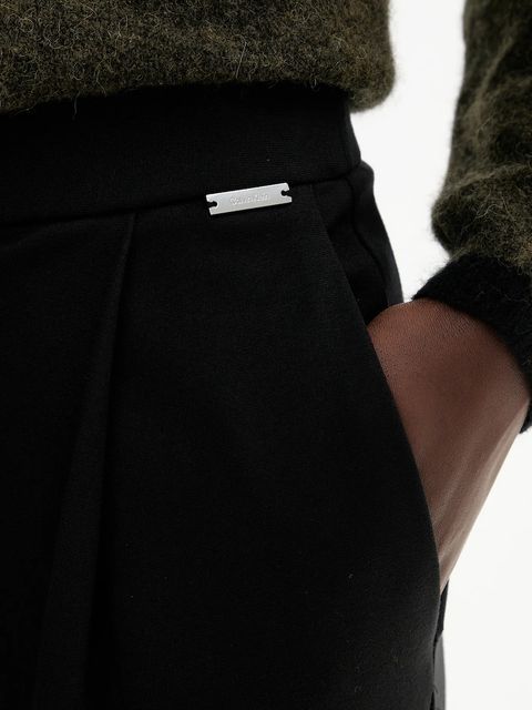 Calvin Klein spodnie damskie kolor czarny szerokie high waist LV044D663G