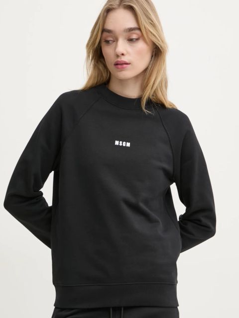 MSGM bluza bawełniana damska kolor czarny z nadrukiem 2000MDM503.300000