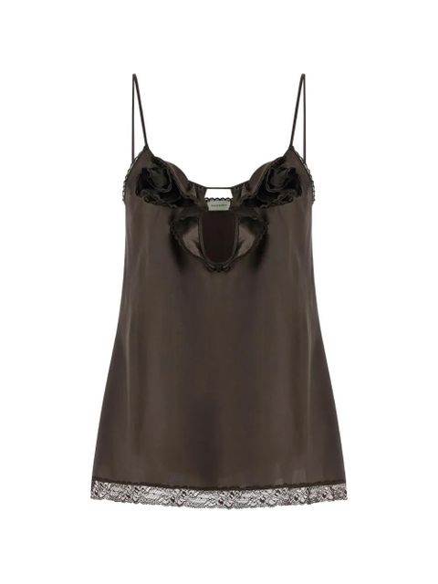 Magda Butrym ruffled silk top - Brown - zdjęcie produktu nr 1