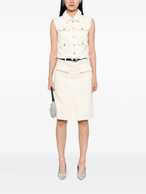 Self-Portrait sleeveless denim jacket - Neutrals