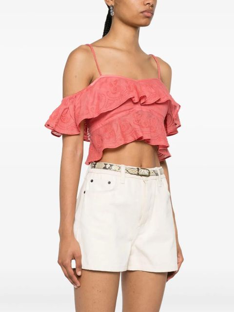 ISABEL MARANT Eliani off-shoulder embroidered top - Pink