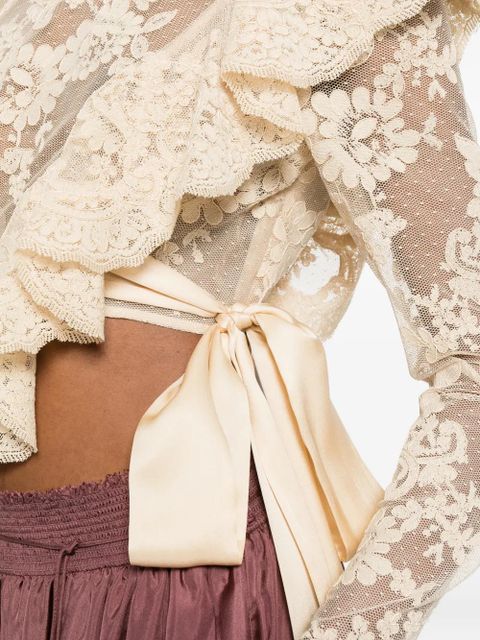 ZIMMERMANN Luna ruffled lace-embroidered top - Neutrals