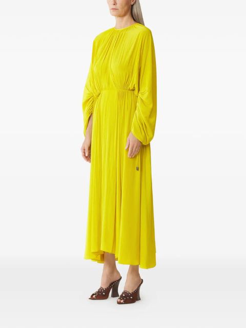 Lanvin gathered-detail crew-neck midi dress - Yellow