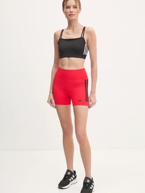 adidas Performance szorty treningowe Optime kolor czerwony z nadrukiem high waist JN4583 - zdjęcie produktu nr 2