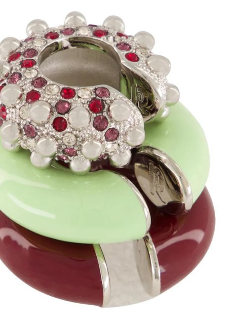 Rabanne crystal-embellished studded earcuffs (set of three) - Silver