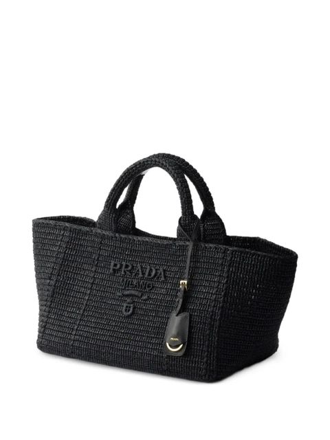 Prada large crochet tote bag with leather details - Black - zdjęcie produktu nr 1