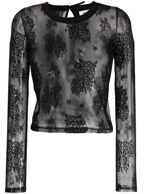 GCDS semi-sheer lace top - Black - zdjęcie produktu nr 1