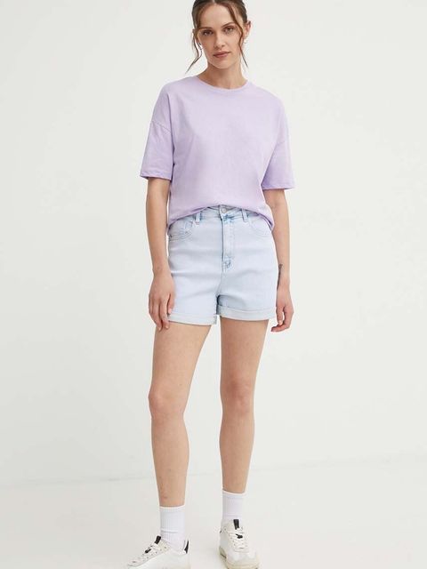 Answear.LAB szorty jeansowe damskie kolor niebieski gładkie high waist