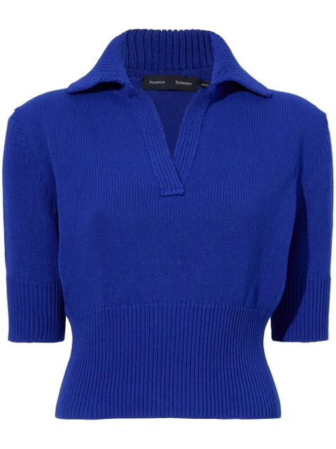 Proenza Schouler Reeve cotton-blend polo top - Blue