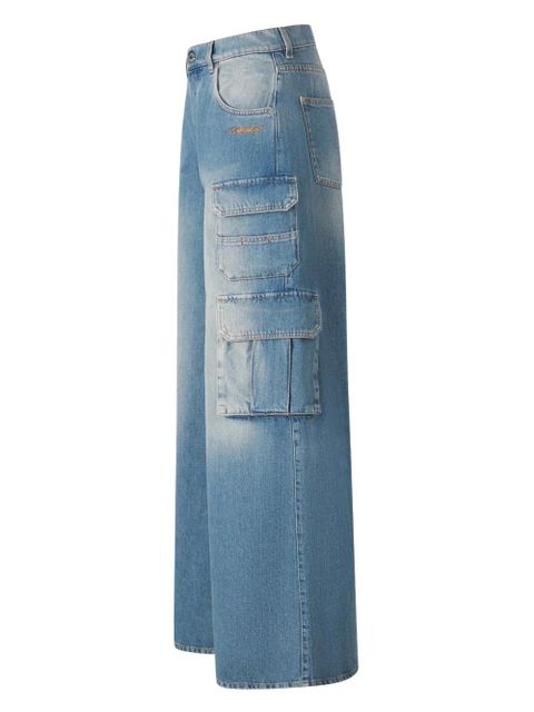 Off-White logo-embroidered cargo jeans - Blue