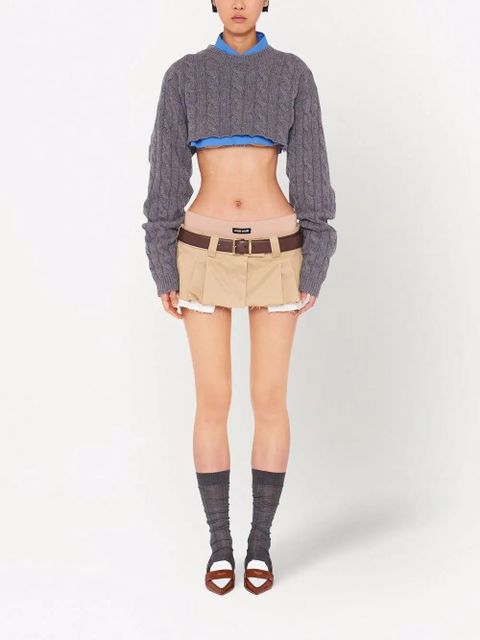 Miu Miu cable knit cropped cashmere jumper - Grey - zdjęcie produktu nr 2