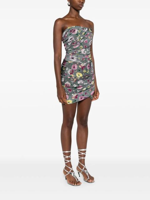 The Attico floral-print mini dress - Grey