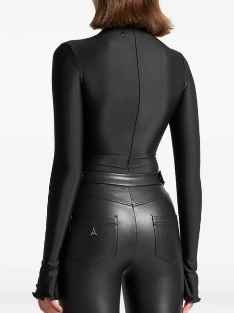 Manière De Voir ruffle-cuff mock-neck bodysuit - Black