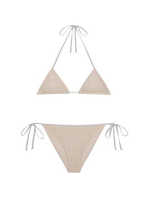 MC2 Saint Barth glitter-effect triangle bikini - Neutrals - zdjęcie produktu nr 1