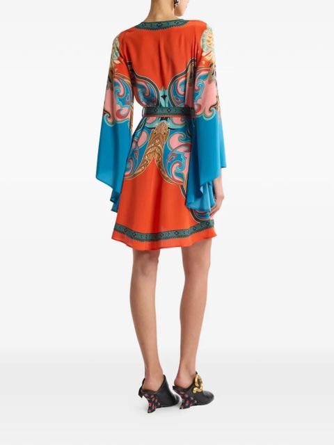 ETRO placed-print belted mini dress - Blue