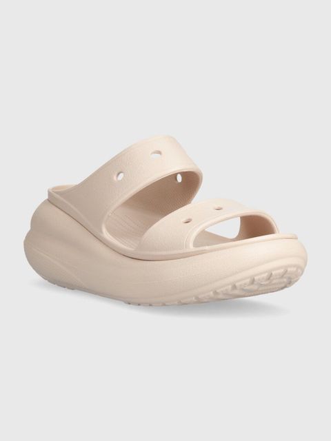 Crocs klapki Classic Crush Sandal damskie kolor różowy na koturnie 207670