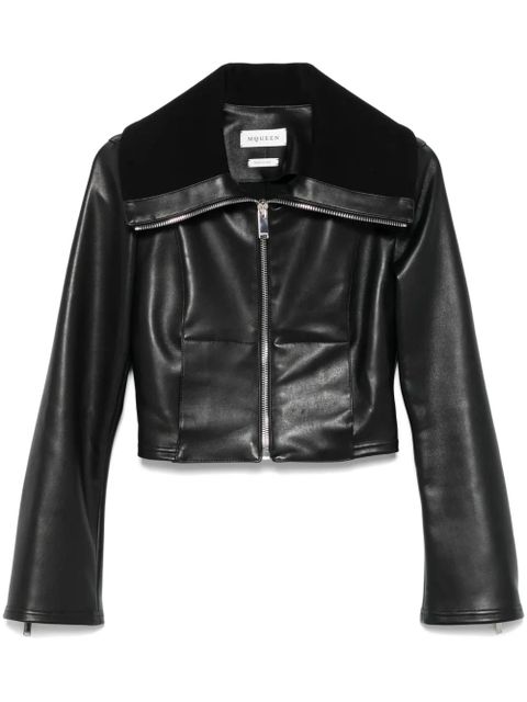 Alexander McQueen folded-collar leather jacket - Black - zdjęcie produktu nr 1