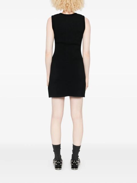 SANDRO round-neck button-front mini dress - Black