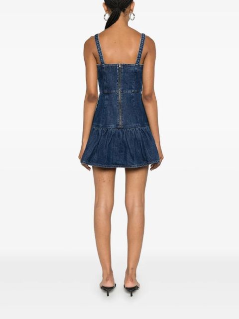 Self-Portrait bow-detail denim mini dress - Blue