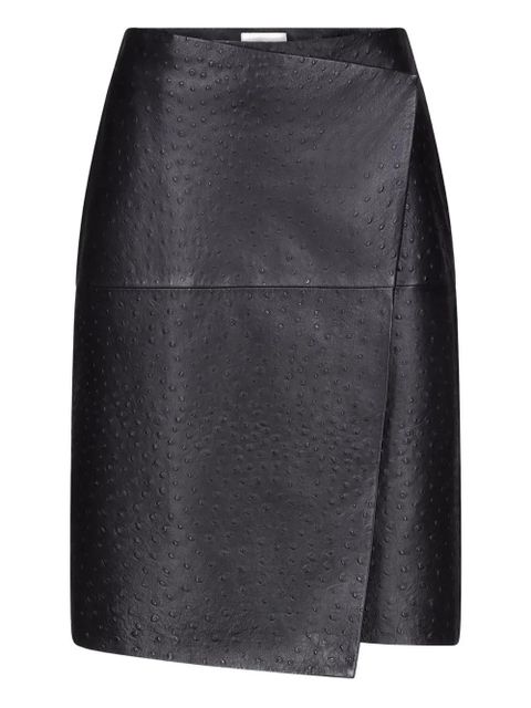 LouLou de Saison Gora ostrich-effect wrap midi skirt - Black - zdjęcie produktu nr 1