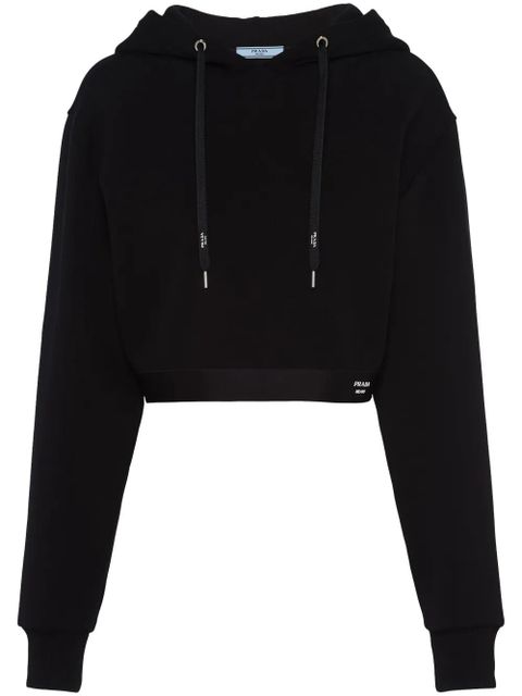 Prada logo-print cropped hoodie - Black - zdjęcie produktu nr 1