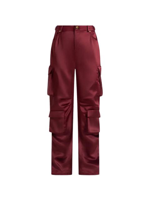 Manière De Voir Emilie high-waisted satin wine red cargo pants - zdjęcie produktu nr 1