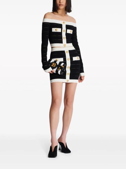 Balmain off-shoulder knitted top - Black - zdjęcie produktu nr 2