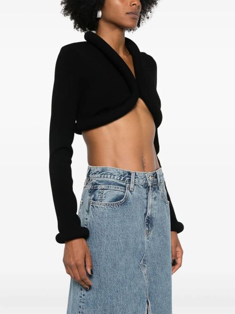 Jean Paul Gaultier padded-trim cropped cardigan - Black