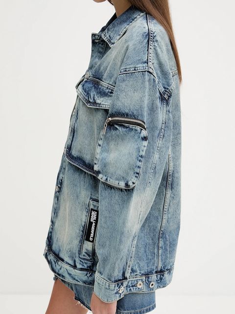 Karl Lagerfeld Jeans kurtka jeansowa kolor niebieski przejściowa oversize A3W14011
