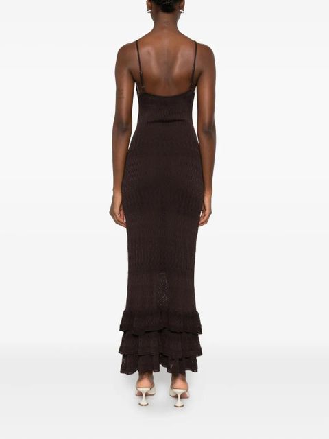 STAUD Bliss ruffled dress - Brown