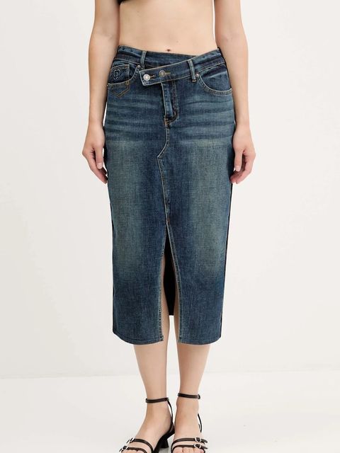 Desigual spódnica jeansowa TWISTED kolor granatowy midi ołówkowa 25WWFD03 - zdjęcie produktu nr 1