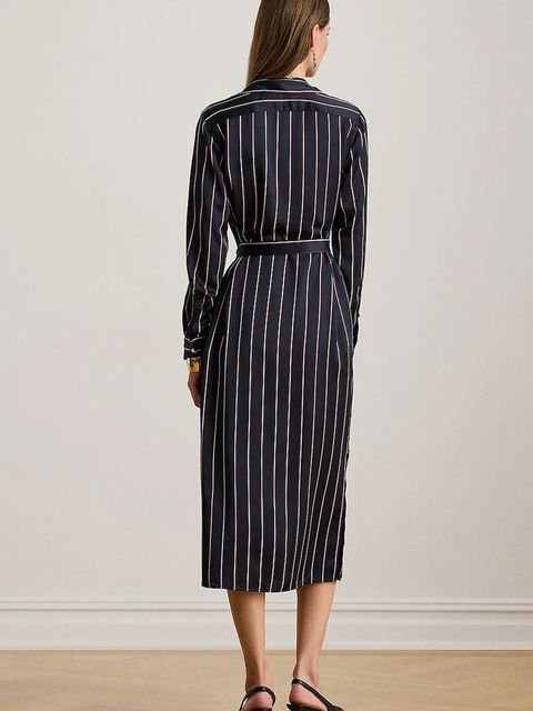 Lauren Ralph Lauren sukienka kolor granatowy midi rozkloszowana 200P03569