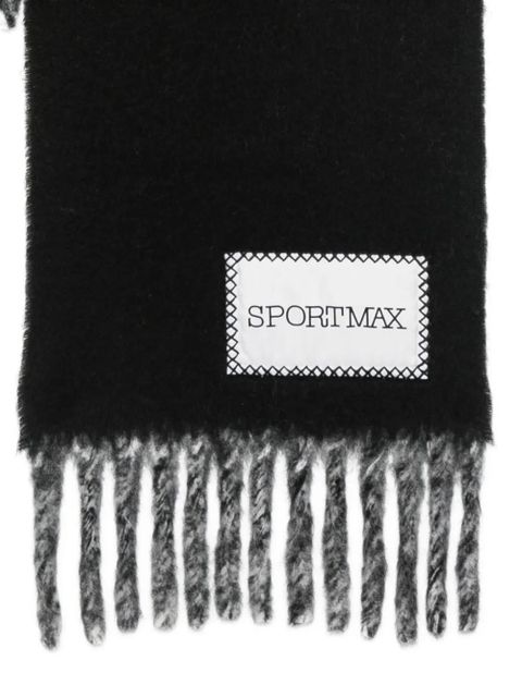 Sportmax two-tone fringed scarf - Black