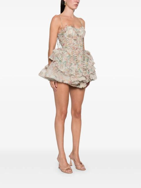 ZIMMERMANN ruffled lace-up mini dress - Neutrals - zdjęcie produktu nr 2