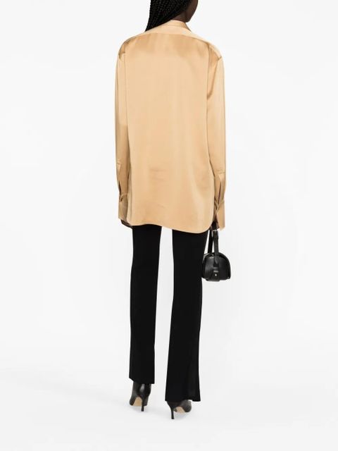 Jil Sander satin-finish panelled shirt - Brown