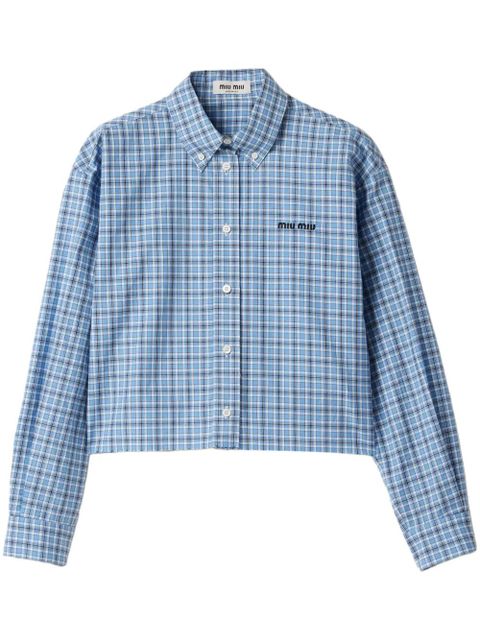 Miu Miu checked poplin shirt - Blue - zdjęcie produktu nr 1