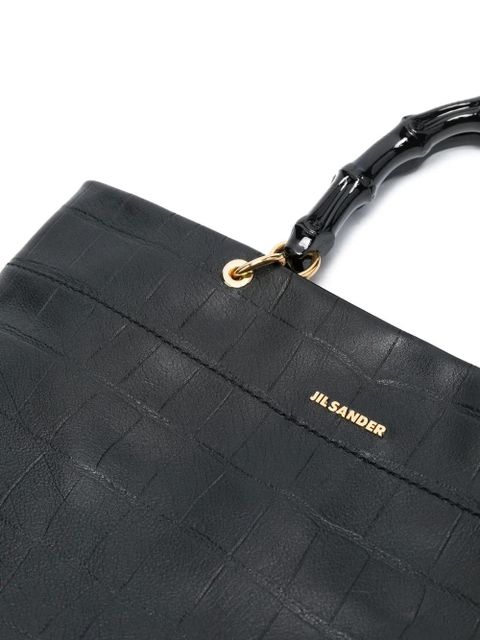 Jil Sander embossed leather tote bag - Black