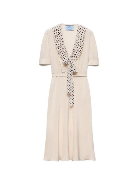 Prada embroidered marocain dress - Neutrals - zdjęcie produktu nr 1