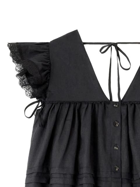 GANNI lace-trimmed ruffled blouse - Black - zdjęcie produktu nr 2