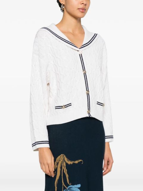 Maje striped button cardigan - White
