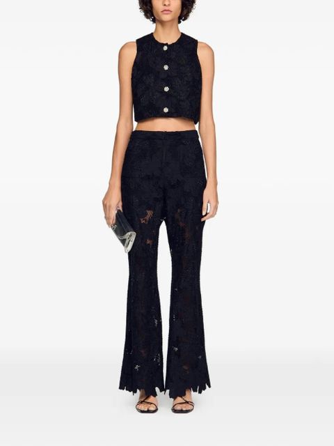 SANDRO embroidered guipure-lace crop top - Black - zdjęcie produktu nr 2
