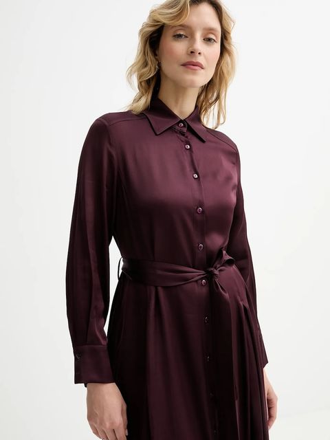 Answear.LAB sukienka kolor bordowy maxi rozkloszowana