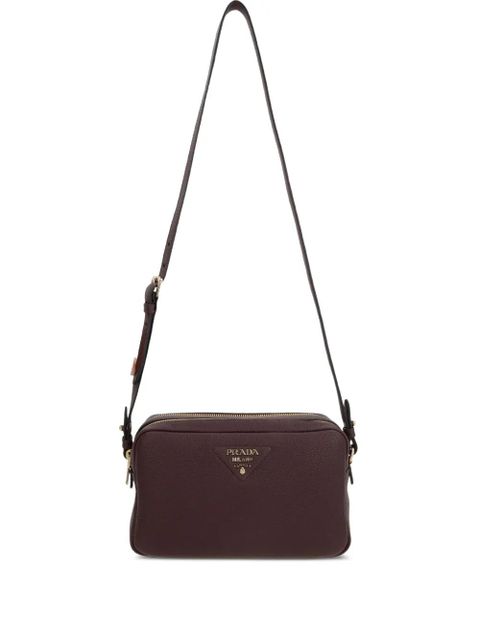 Prada leather logo-plaque shoulder bag - Red - zdjęcie produktu nr 1