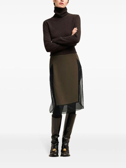 AMI Paris tulle-panel straight skirt - Green - zdjęcie produktu nr 2